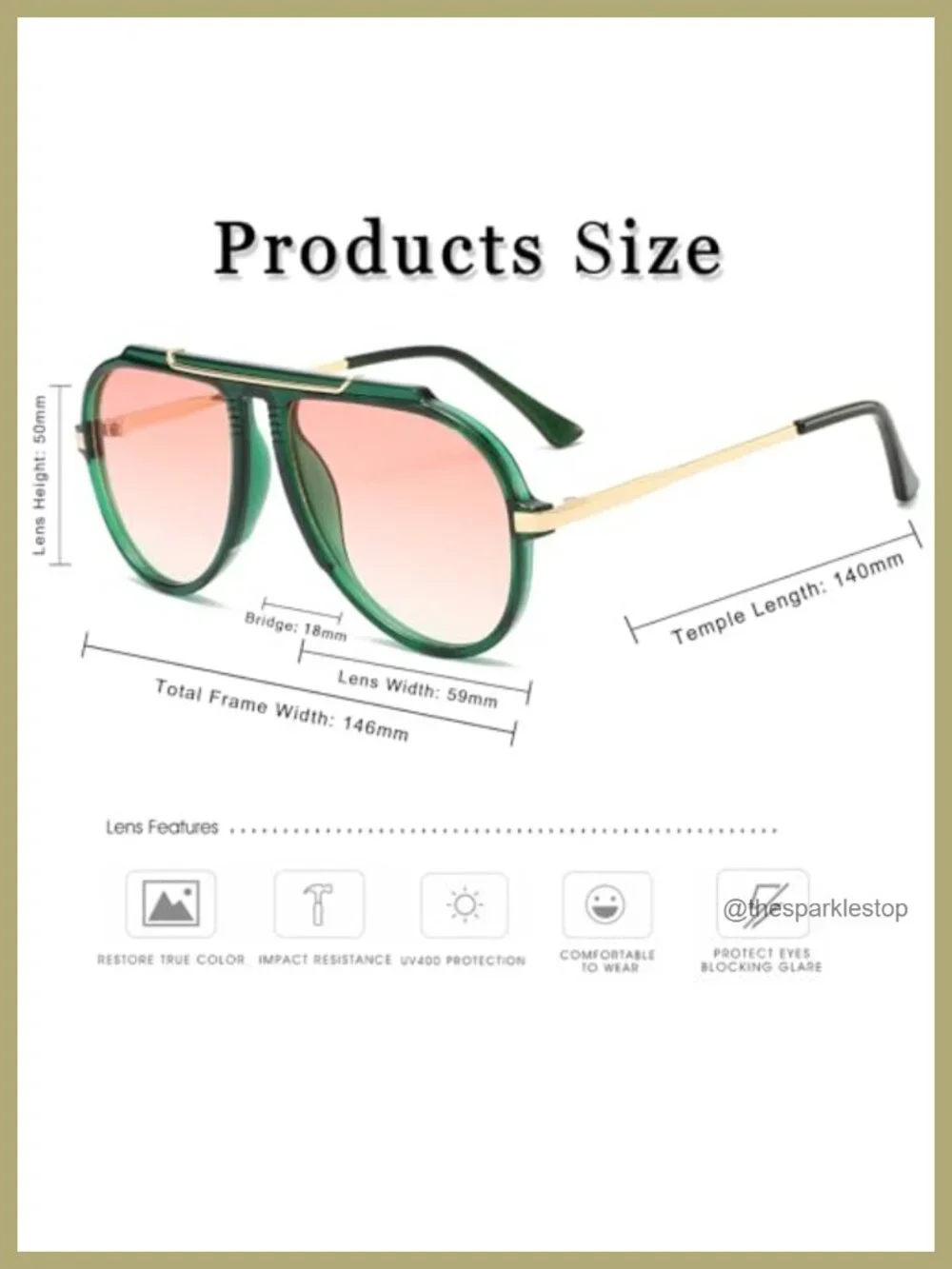 Oversized Retro Aviator Sunglasses UV400 Flat Top Driving Glasses